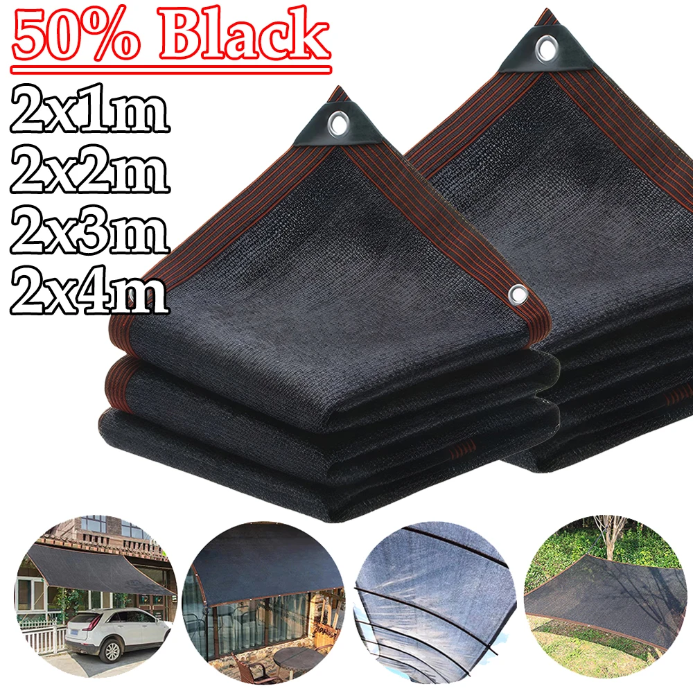 50% Black Shade Cloth Sunblock Mesh Cover With Grommets Taped Edge Sunblock Shade Cloth Anti-UV Sunshade Net For Garden Patio