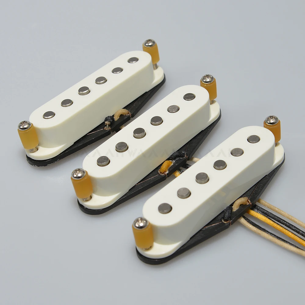 Alnico 3 SSS Surfari Handwound Guitar Pickups Vintage 1954 Single Coil for ST style Guitars N/M/B For ST Guitar Yellow Cover