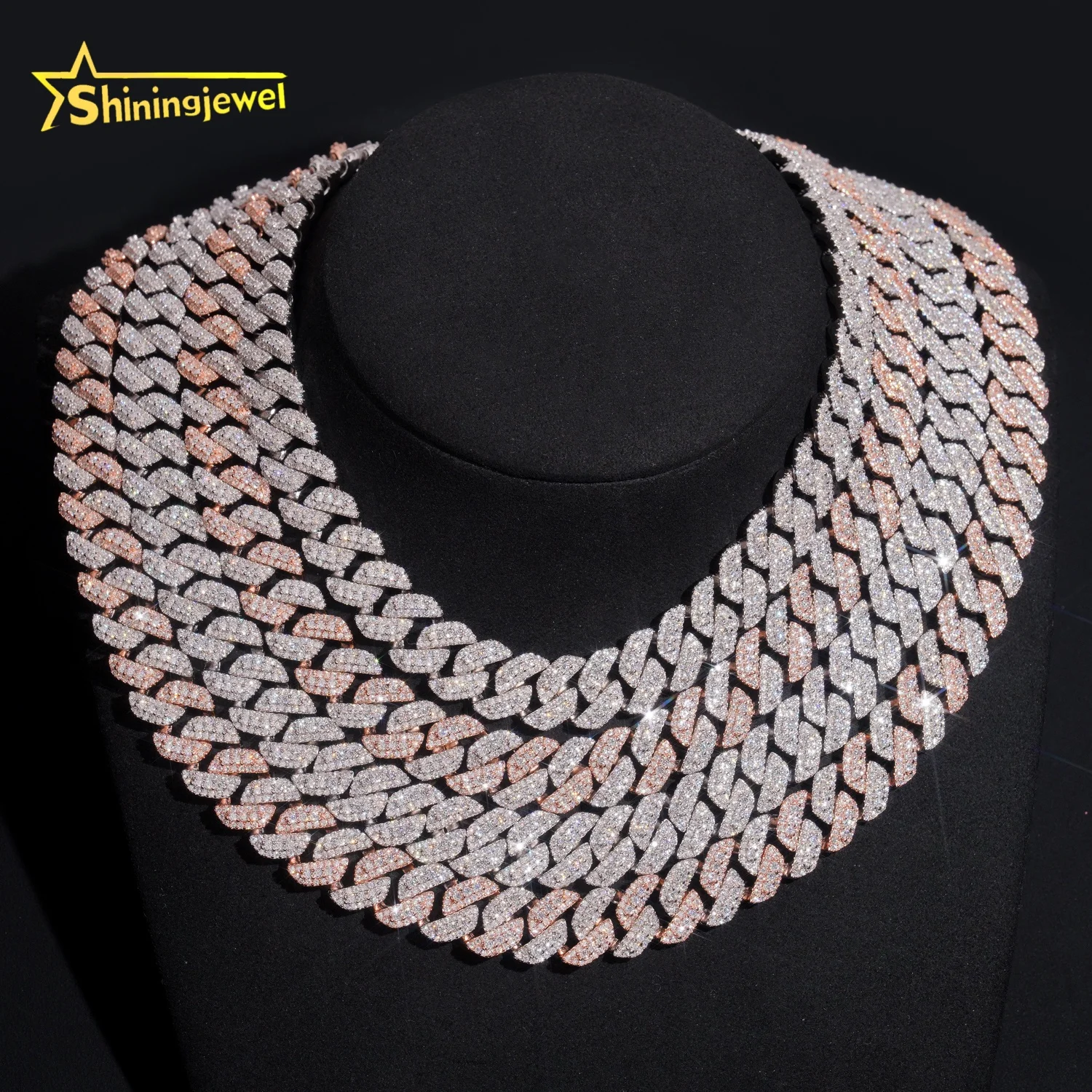 Stocks New 13mm 3 Rows 925 Sterling Silver Hip Hop Jewelry Men Necklace Bracelet Iced Out Moissanite Diamond Cuban Link Chain.
