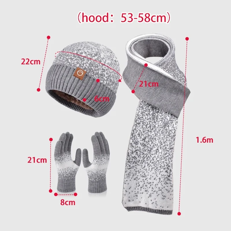 Chapéu de inverno luvas cachecol conjunto para mulheres homens ao ar livre gorros quentes à prova de frio com proteção de ouvido de veludo chapéu de lã de malha para mulher