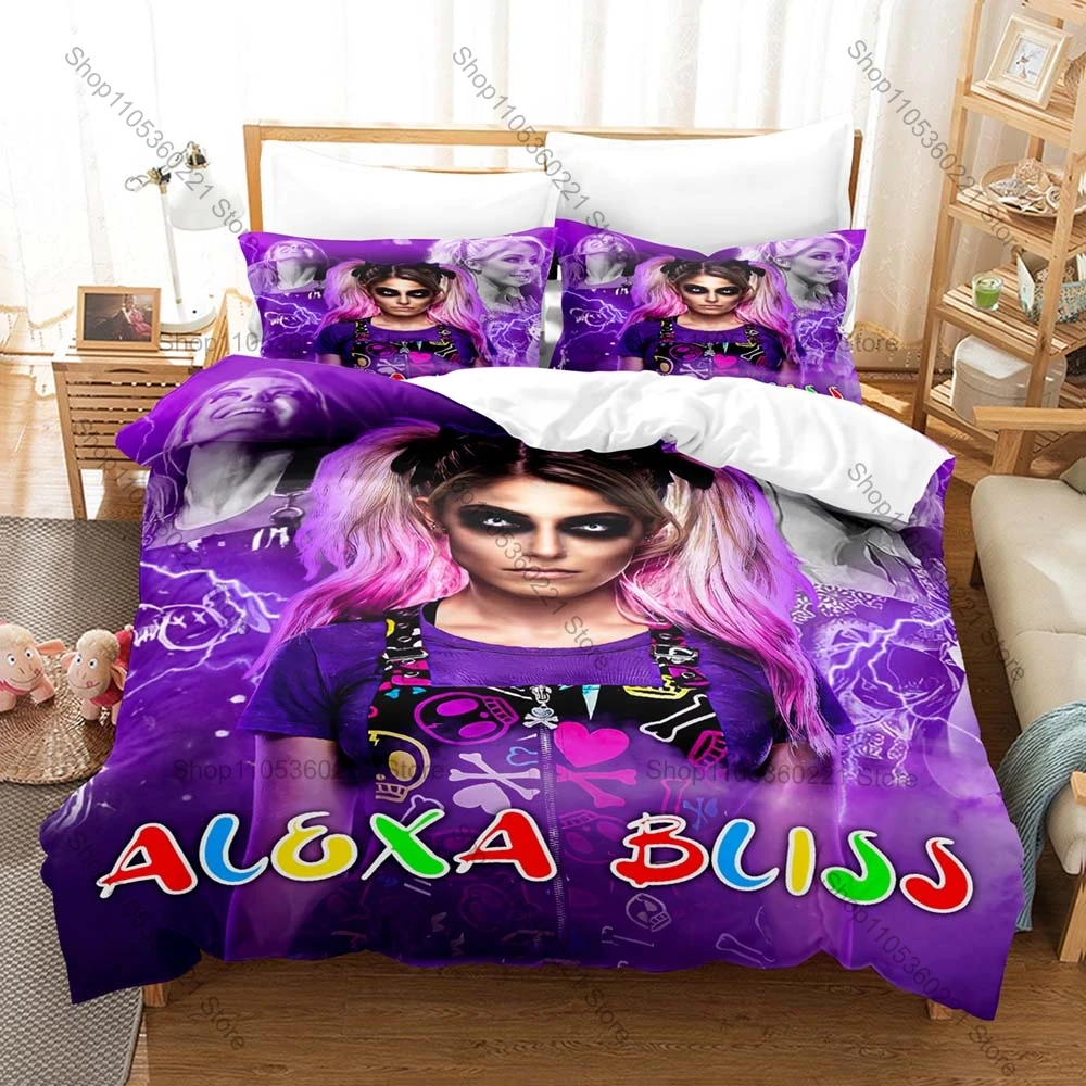 Alexa Dark Gothic Devil Makeup Raw Wrestler Ring Stage Print Duvet Cover + 2 Pillowcases Grunge Dark Microfiber Bedroom Decor - view 2
