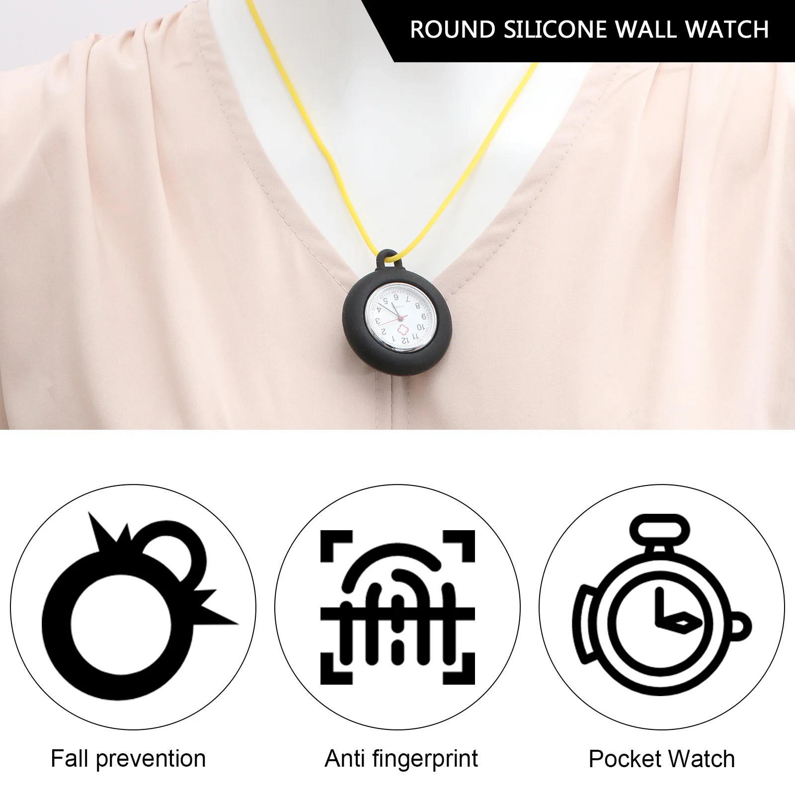 

1pc Silicone Hanging Nurse Pocket Watch Doctor Pocket Portable Nurse Watch Decorative Clothing Accessories Watches