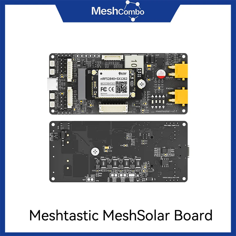 

Heltec Meshtastic MeshSolar Li-ion BMS Board nRF52480+SX1262 1-4 Cells 18-24V Solar DC/MPPT/USB PD3.0 Charging 10km BLE LoRa