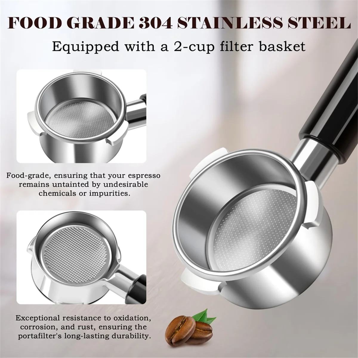 54mm 底なしポルタフィルター、パックスクリーンとステンレススチールフィルターバスケット付きエスプレッソ底なしポルタフィルター-ホット