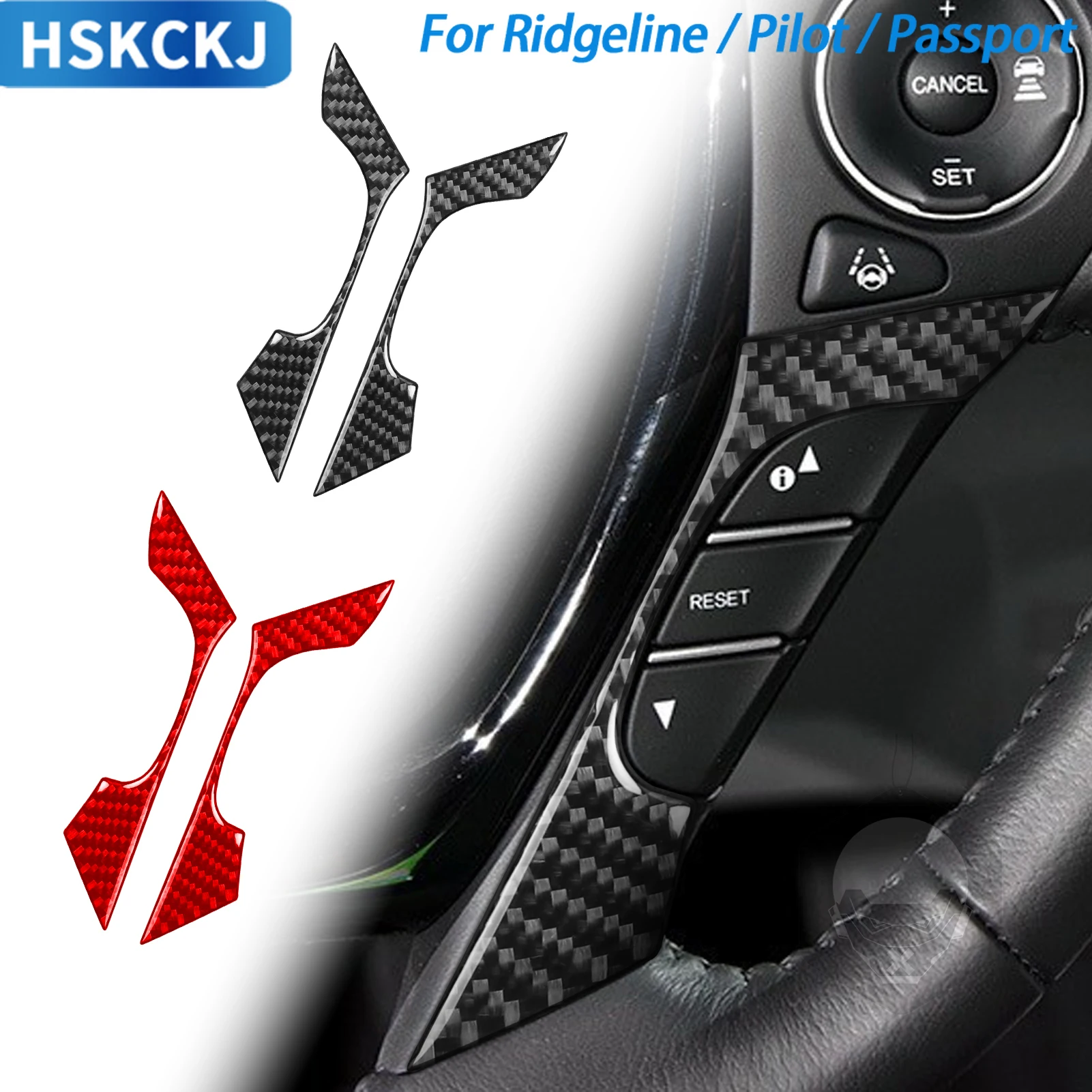 

For Honda Ridgeline Pilot Passport Car Accessories Carbon Fiber Steering Wheel Bottom Button Interior Cover Trim Sticker