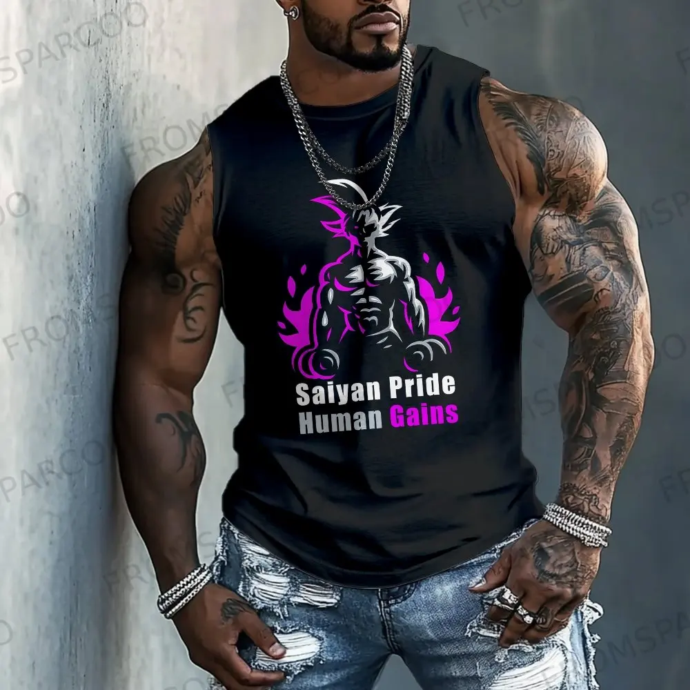 

Dragon Ball Anime Goku Peripheral Printed Pure Cotton Tank Top 2025 Gym Sportswear Casual Men Loose Summer Fashion Vest Top
