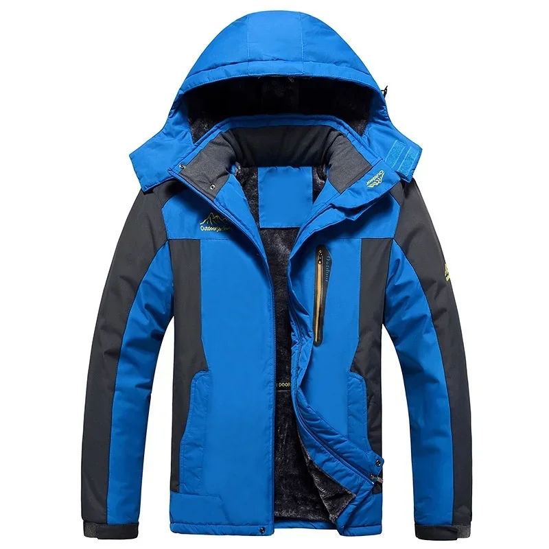 Men's Ski Jacket Winter Waterproof Windproof Warm Coat Fleece Thick Outwear Outdoor Mountain Overcoat Removable Hooded Parka 9XL