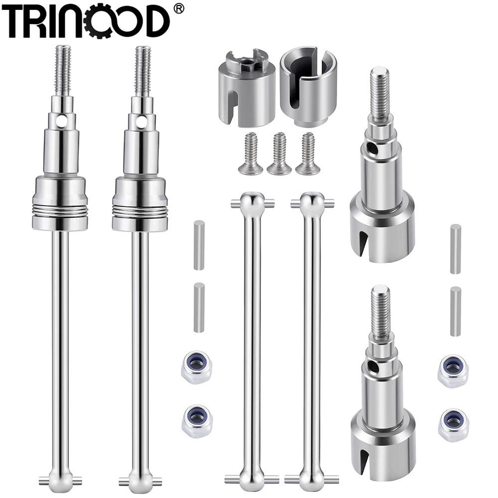TRINOOD Metal Front Rear CVD Drive Shaft Dogbone Drive Diff Cup Wheel Hex Adapter for 1/18 HBX 18859 RC Truck Parts