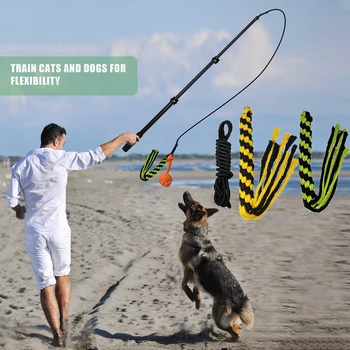 Extendable Flirt Pole Interactive Dog Toys for Small Large Dogs Chase Drag Chew Toys Outdoor Training Exercise Entertainment 1
