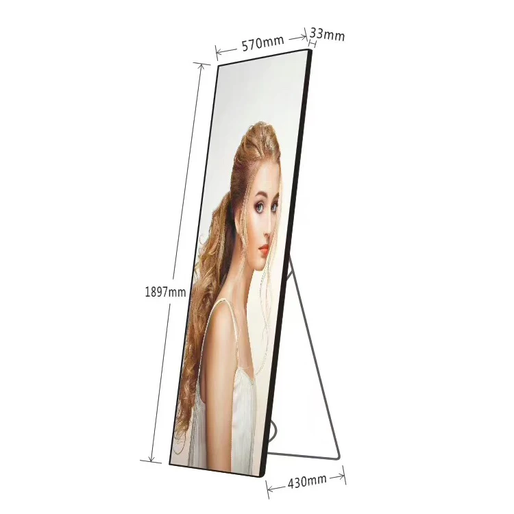 Portable Indoor Digital LED Display P1.53 P2.5 Mirror Poster Screen 4G Wifi USB Connection Standalone or Flooring Option - view 2