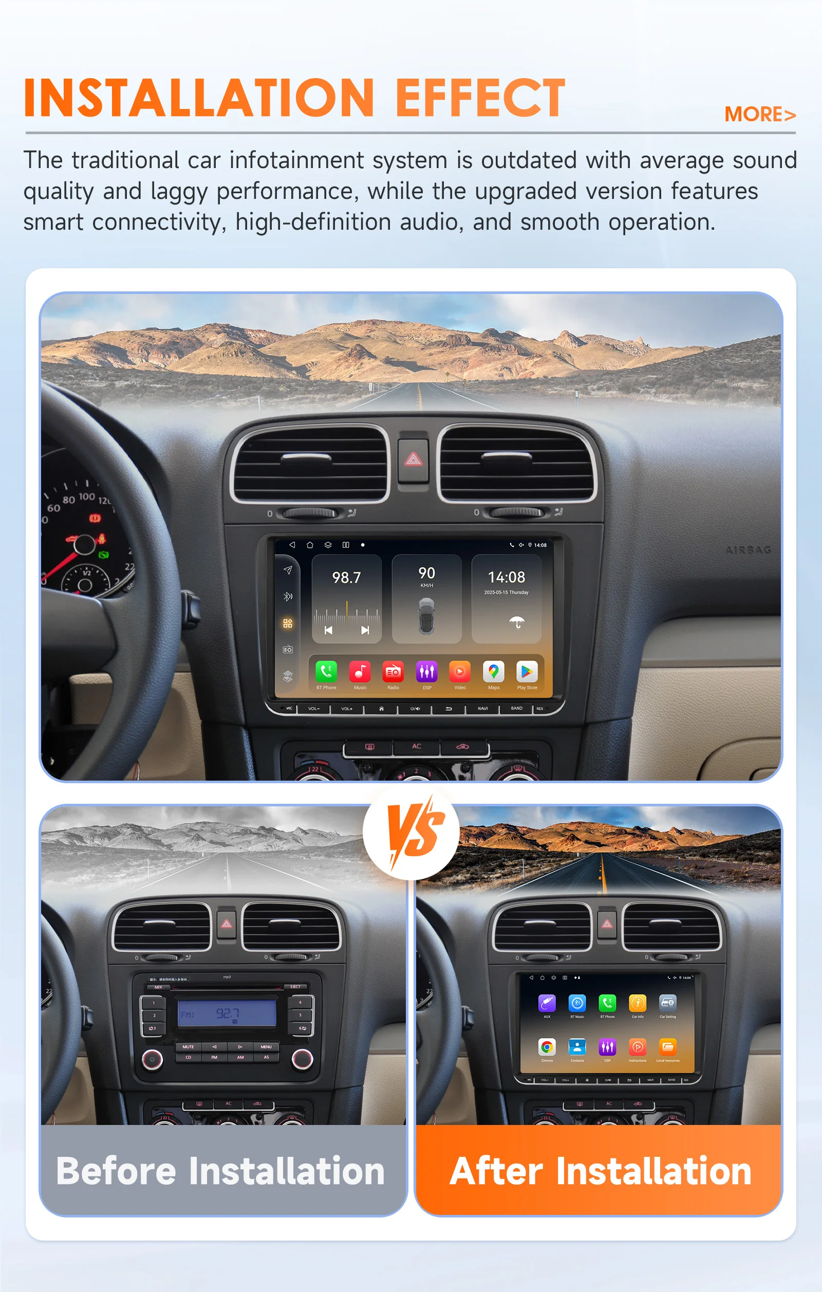 HIZPO 9 "2Din Snapdragon Android Auto Radio de coche para VW Volkswagen Golf Passat B7 B6 Tiguan Seat Leon Skoda Jetta Carplay estéreo 3