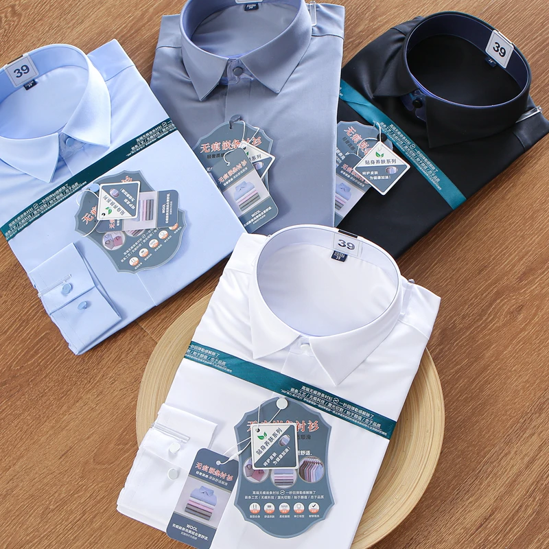 

Мужская универсальная подставка Busin Long Sve irt с эффектом памяти против морщин, без складок, чистый цвет, подходит на пуговицах