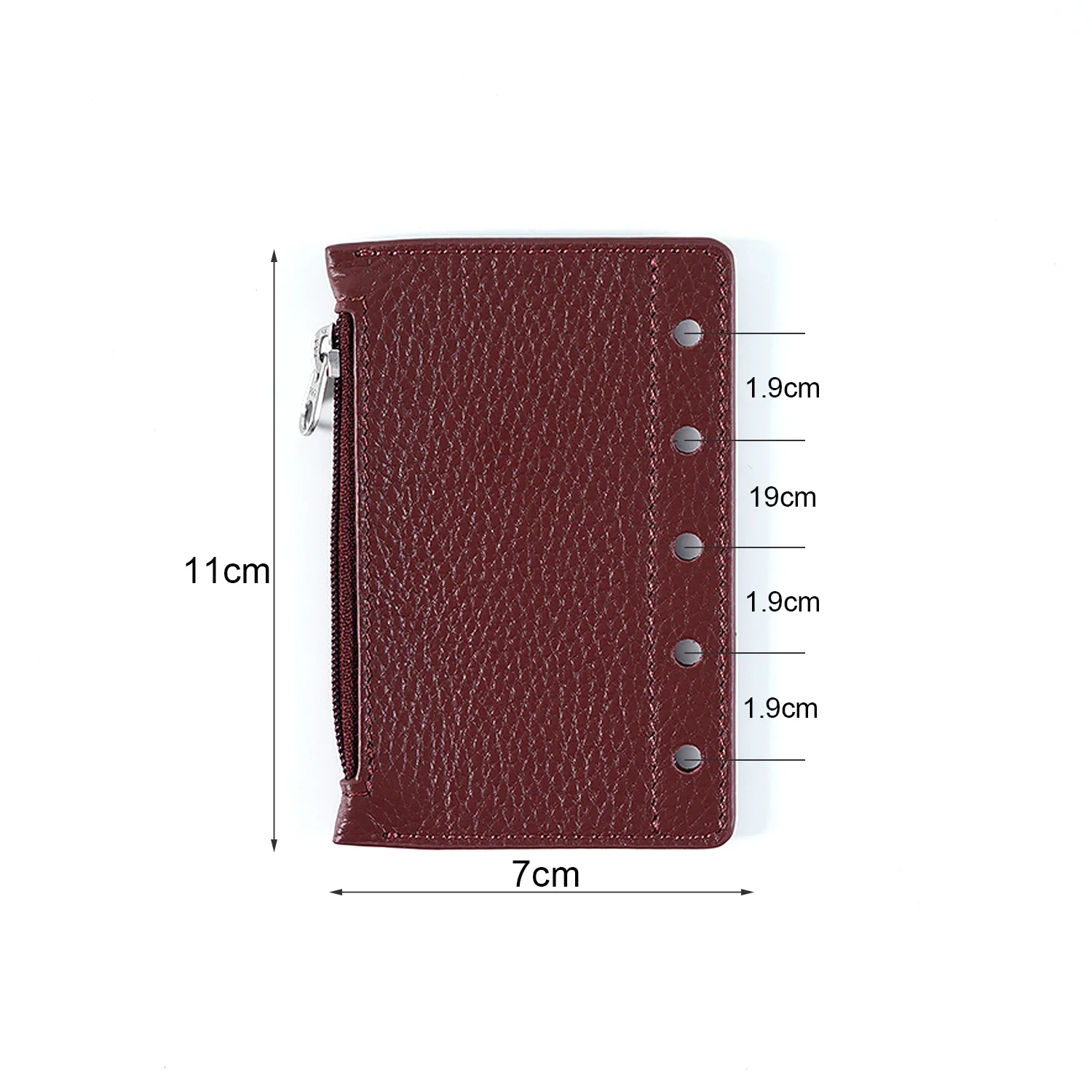 Moterm Zipper Flyleaf for A8 Size Ring Planner Genuine Pebbled Grain Leather Divider Coin Storage Bag Notebook Accessory