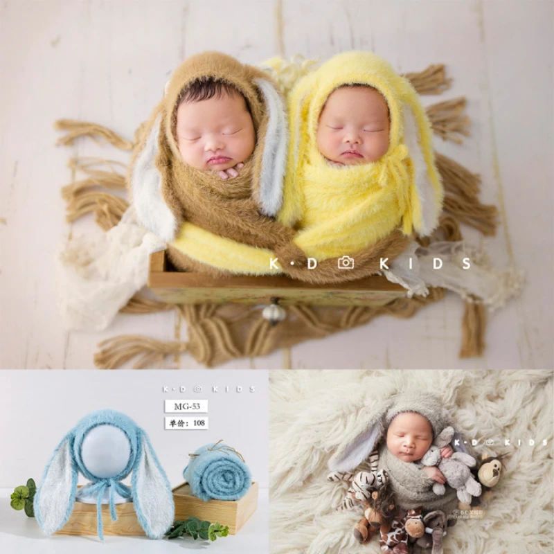 Photography props new products newborn hats ears same style wrapped in cloth from abroad shooting of full-term babies 촬영소품 bébé