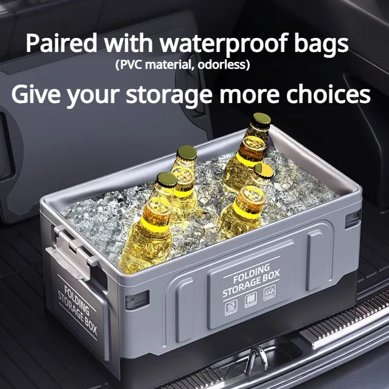 60L Car Trunk Organizer with Foldable Design for Camping and Storage, PP+PVC Material, Car Accessory Gadgets  trunk organizer