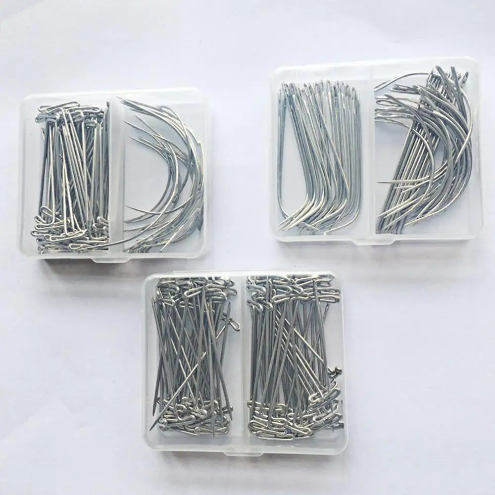 70Pcs Hair Weave Wig Making Kit T Pins C Curved Needles For Knitting Sewing Stainless Steel Hair Accessories Home Hair Clips Set