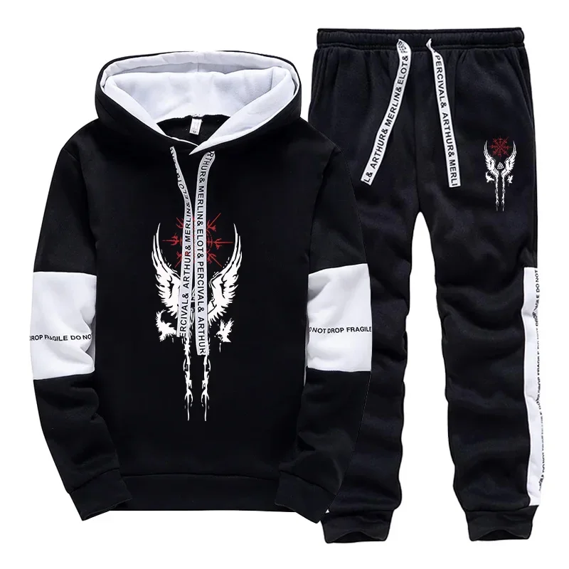 

Mens Tracksuit Printed Casual Sweatshirts Sweatpants Single Piece Versatile Hoodie Pants Gym Sports Jogging Mens Clothing 2025