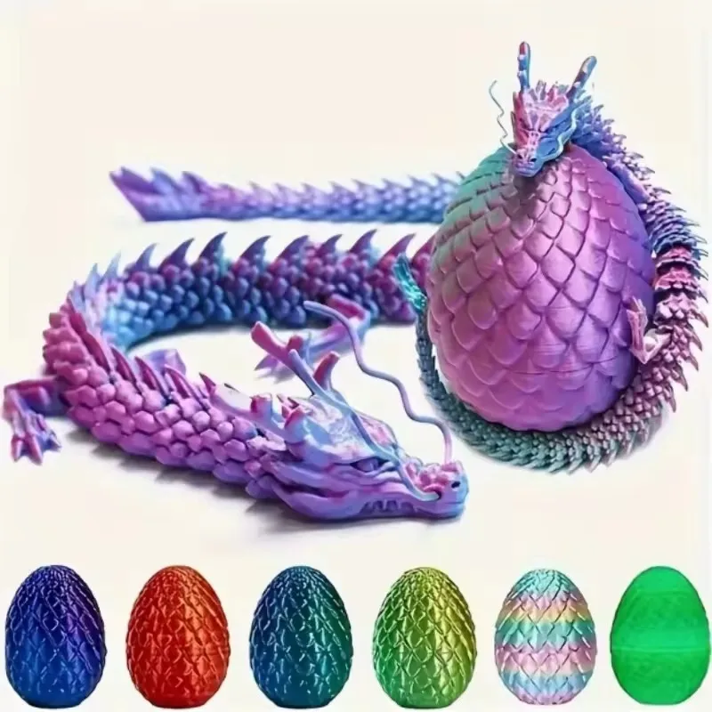 

Movable Joint 3D Chinese Dragon Surprise Egg - Mini 3D Printed Cute Toy for Tabletop Home Office Decor & Collectible