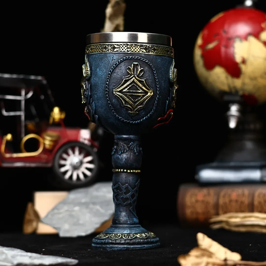 Creative Sheep Horn Devil Beer Cup Devil Skull Red Wine Goblet Stainless Steel Inner Container Cocktail Glass Gift for Halloween