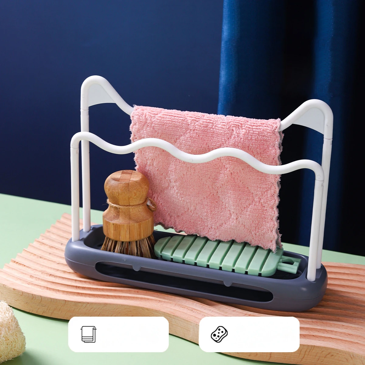 Creative Rag Rack Cat Ears Pool Rack Kitchen Draining Scouring Pad Cleaning Pot Brush Soap Box Kitchen Tools