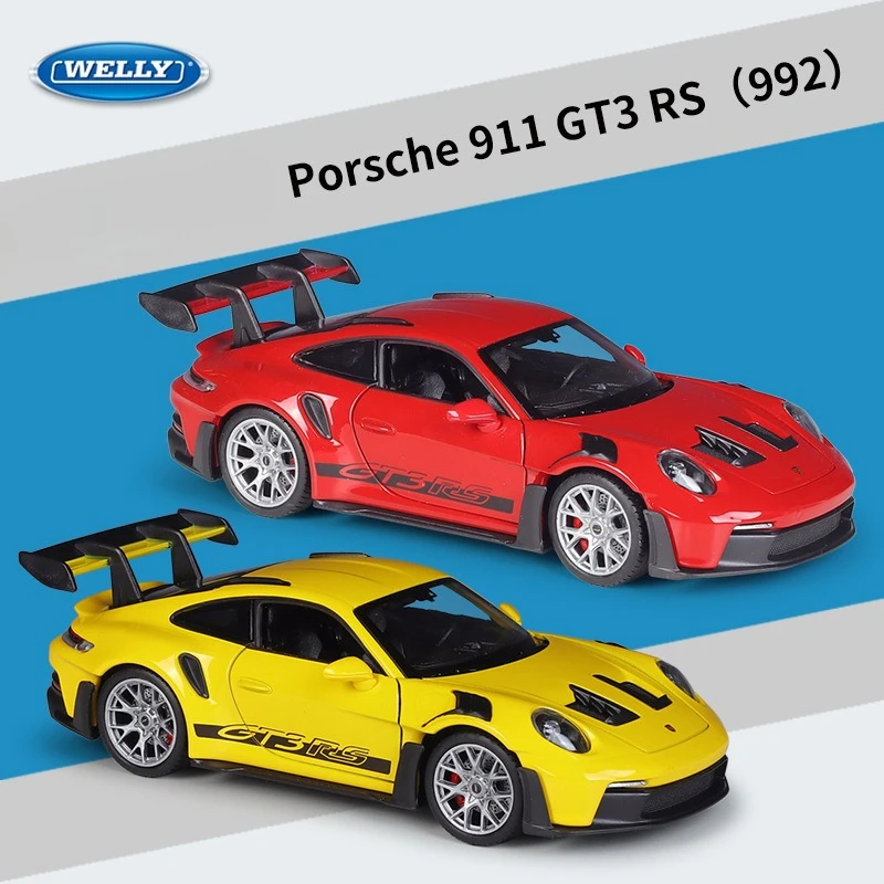 

WELLY 1:24 Porsche 911 GT3 RS (992) Модель спортивного автомобиля Моделирование сплава Литой под давлением игрушечный автомобиль Дети Мальчик Подарочная коллекция Миниатюра
