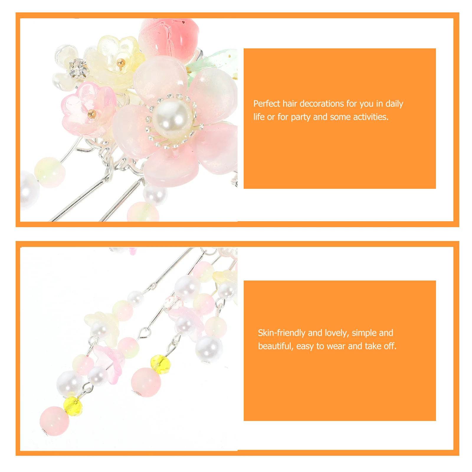 1 زوج إكسسوارات الشعر الصينية شرابة زهرة مقاطع الشعر Hanfu نمط دبابيس الشعر للنساء أنيقة المشابك اليومية للحفلات للنساء #1