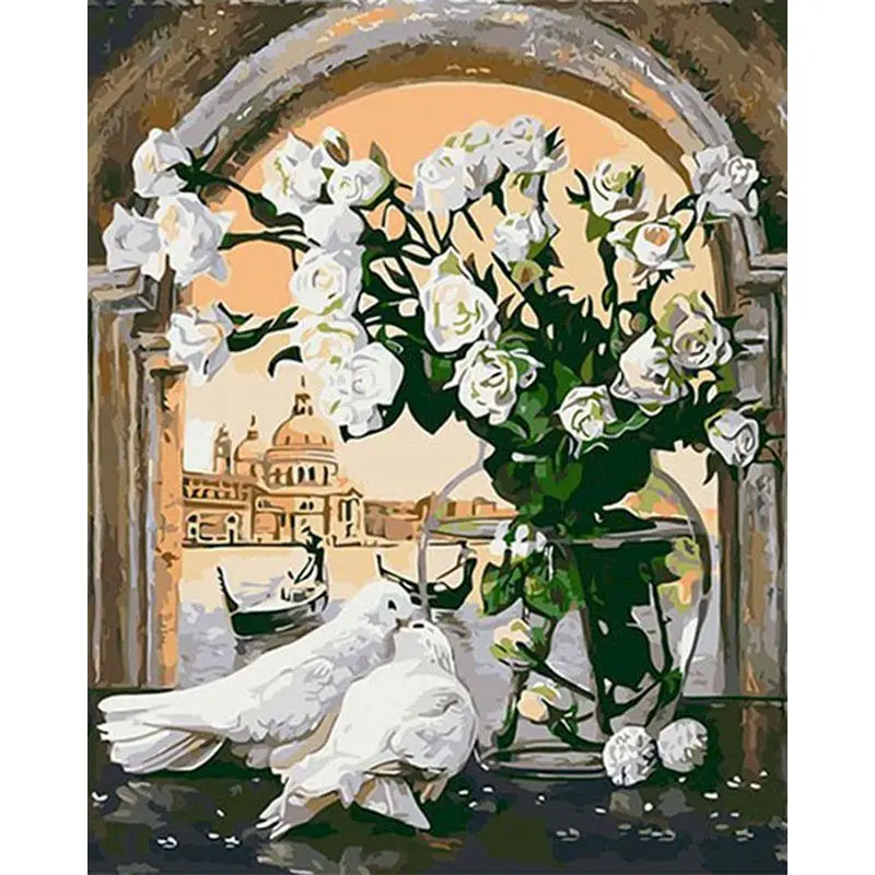 RUOPOTY 4pc/lot DIY Painting By Number 40x50cm Shop in Bundle Birds And Flower Gift Home Decoration Picture By Number On Canvas