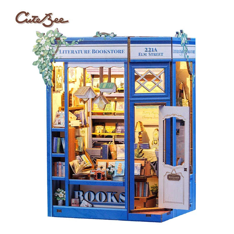 

CuteBee 2025 New Product BJAA203 Wooden Book Nook Diy Craft Kit Miniature House Kit Diy Book Nook Kit 3d Puzzles for Adults