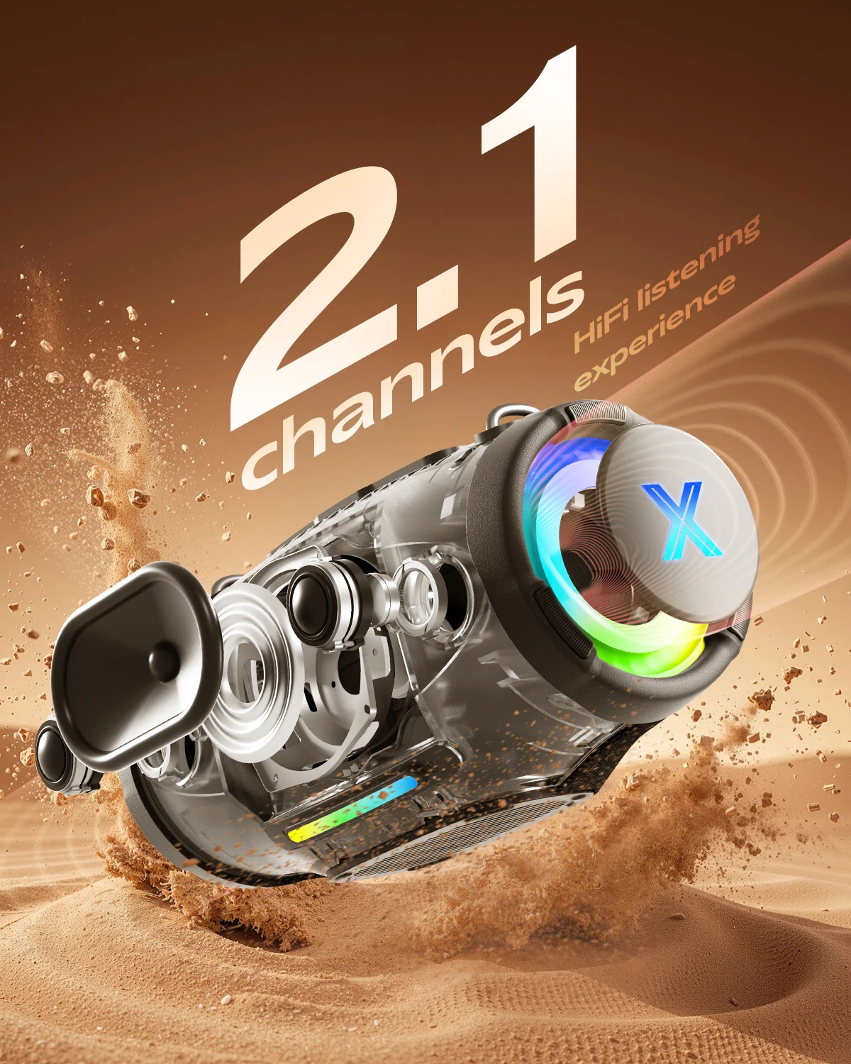 Nova Beat Speaker, Portable HiFi Party Speaker With Deep Bass Boost, RGB Light Show, IPX Protection, Long Playtime