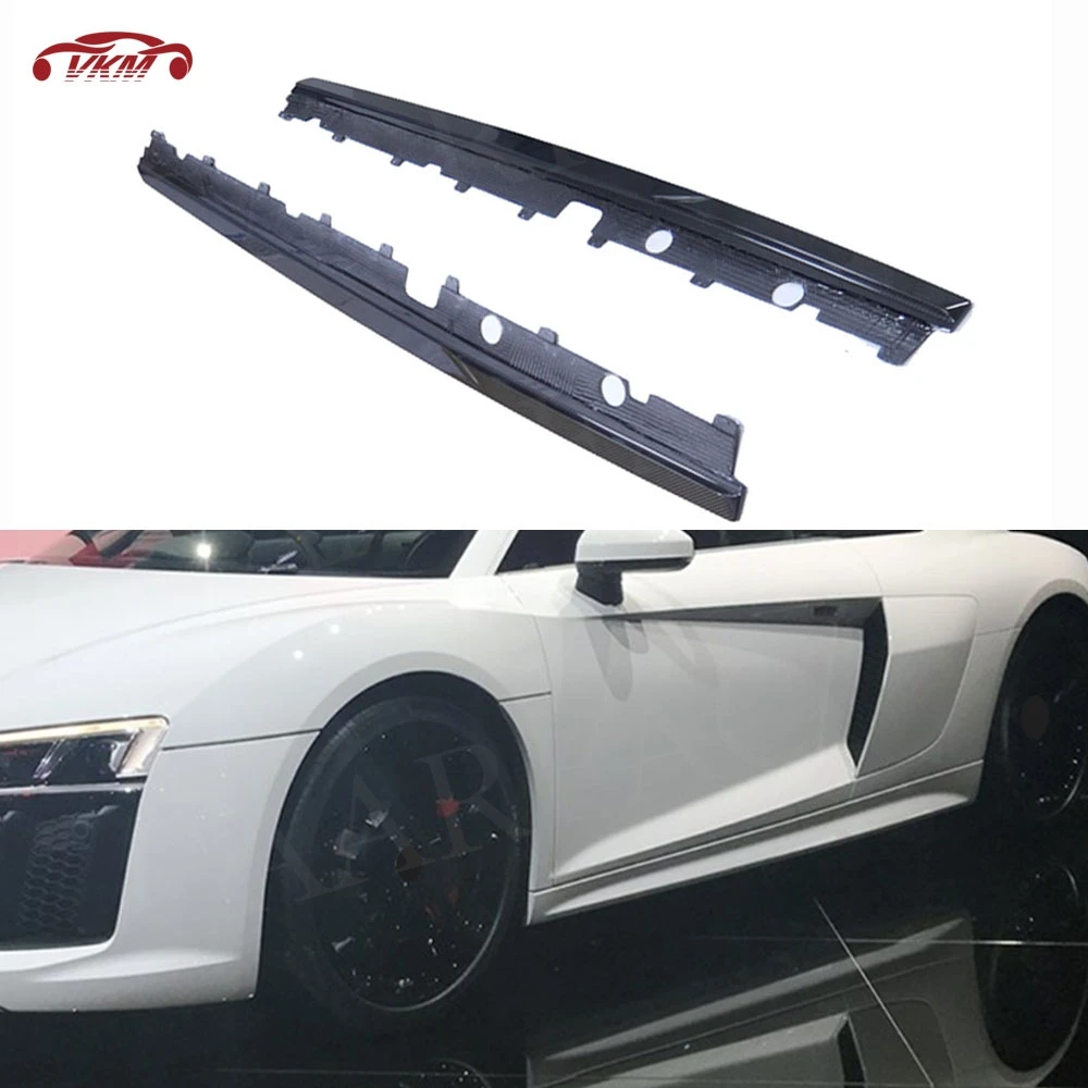 

Carbon Fiber Car Side Skirt Apron Extension Rocker Panel Lip Splitter for Audi R8 V8 V10 2017-2020 FRP Body Kits Accessories