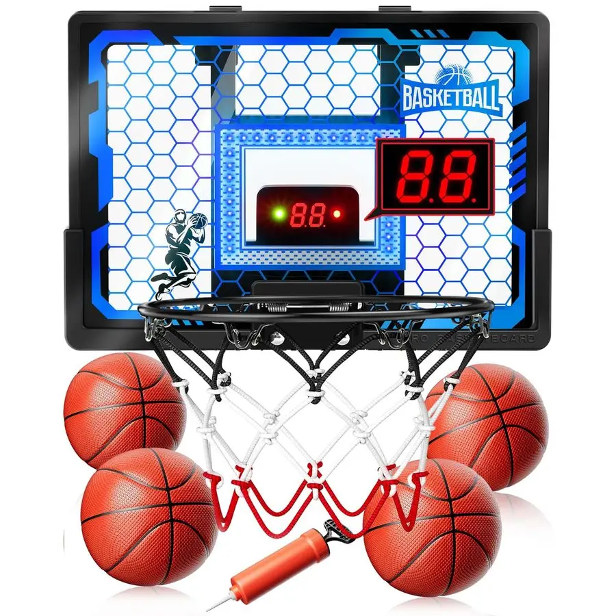 لعبة كرة السلة للأطفال برو كرة السلة هوب فوق الباب، 2026 طوق مطور جديد مع لوحة خلفية مضادة للتأثير، لوحة النتائج 4