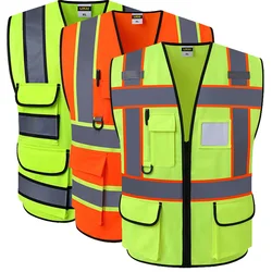 SPARDWEAR-Reflective Safety Vest com impressão do logotipo, cintura alta Workwear, roupas