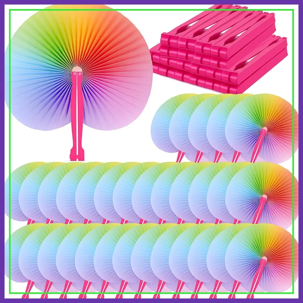 

150 Pcs Rainbow Hand Fans Set, Decorative Folding Fans, Summer Hand Rave Fan, Plastic Shafts, Party Favors for Party Supplies