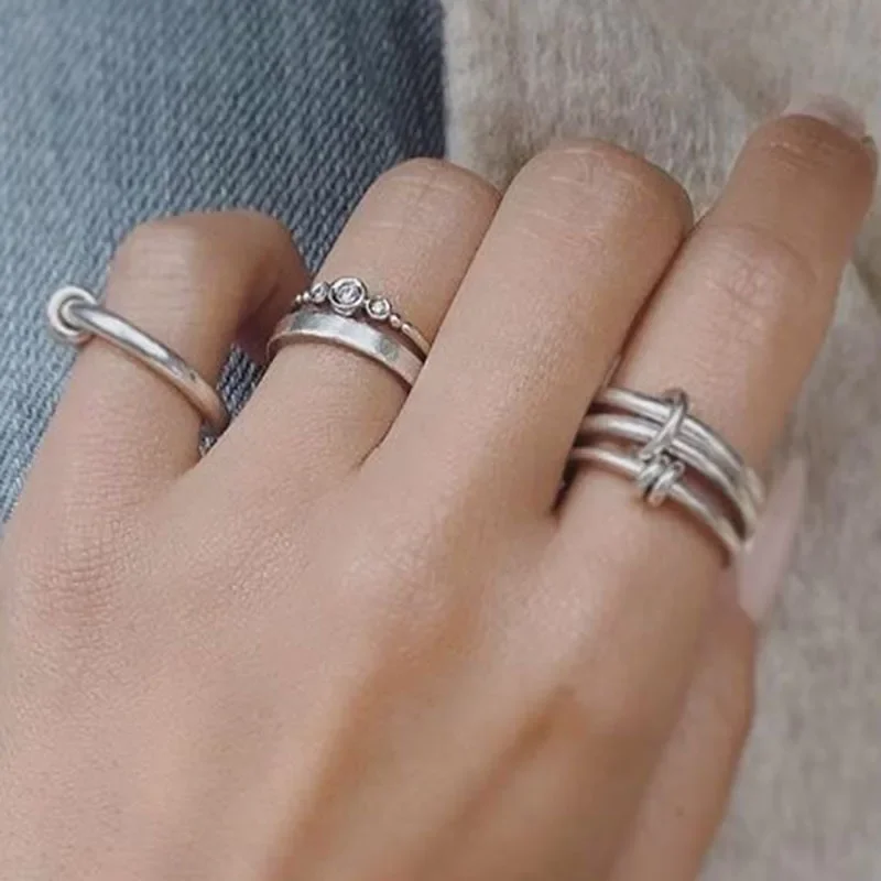High End PVD Wholesale Waterproof Hip-hop Three Layer Changeable Stainless Steel Ring For Women
