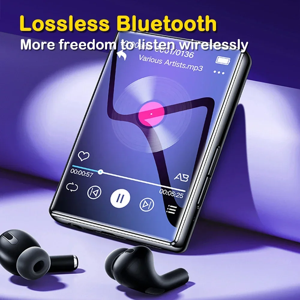 Lettore MP3 a schermo intero da 2.4 pollici Mini lettore musicale HIFI portatile Bluetooth ultrasottile riproduzione Video MP4 registratore FM per Walkman