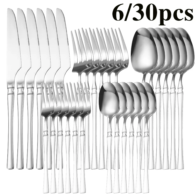 6/30pcs Stainless Steel Cutlery Set, Small Waist Knife and Fork, Suitable for Restaurants, Holiday Kitchen Tableware Gifts.