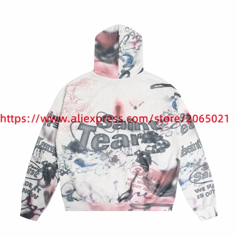 New Tie-dyed Saint Tears Hoodie Men Women Best Quality Oversized Pullovers