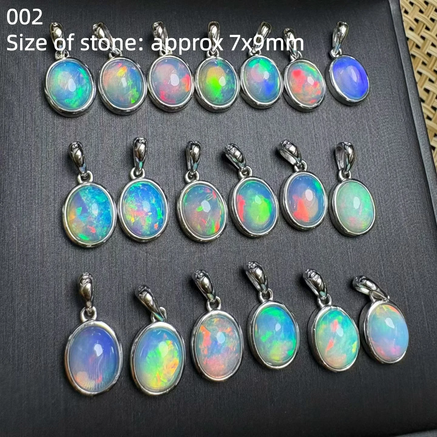 

1 Pc Fengbaowu Natural Colorful Opal Pendant 5x7MM Oval Cabochon 925 Sterling Silver Reiki Healing Stone Jewelry Gift For Women