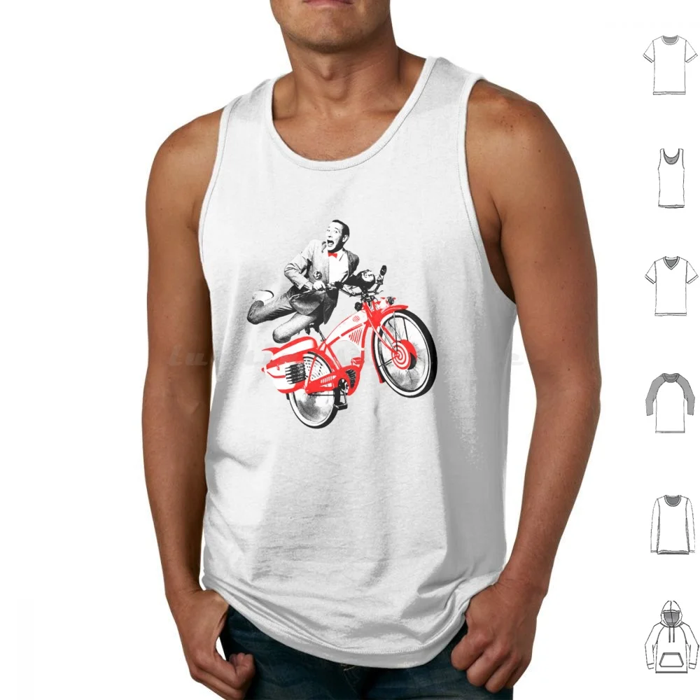 

Pee Wee Herman-Pee Wee Herman _ S Big Adventure Bike Tank Tops Vest Sleeveless Peewee 80s Herman Big Adventure Paul