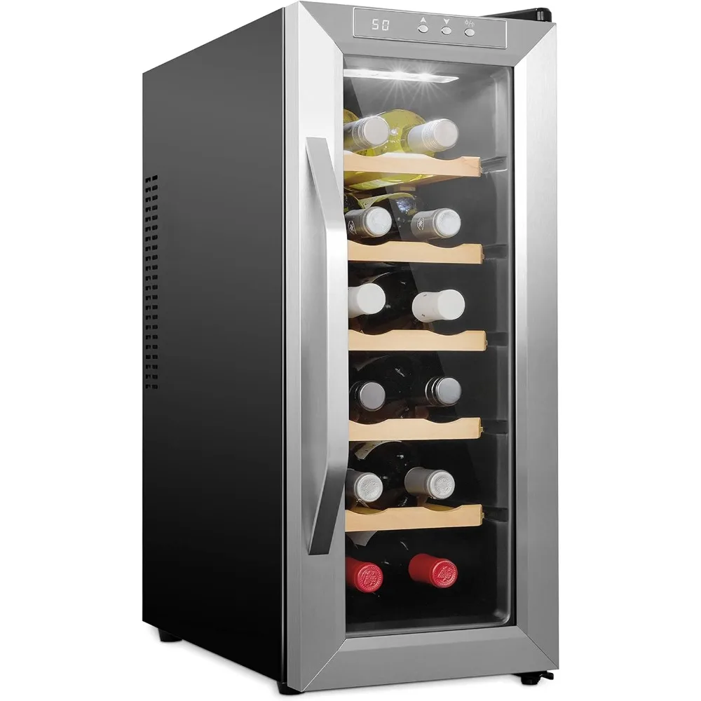 12 Bottle Thermoelectric Wine Cooler/Chiller - Stainless Steel - Counter Top Red & White Wine Cellar w/Digital Temperature