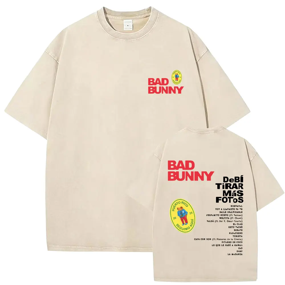 

Rapper Bad Bunny Debi Tirar Mas Fotos DTMF Graphic T-shirt Men Hip Hop Vintage Washed T-shirts Men's Fashion Oversized T Shirts