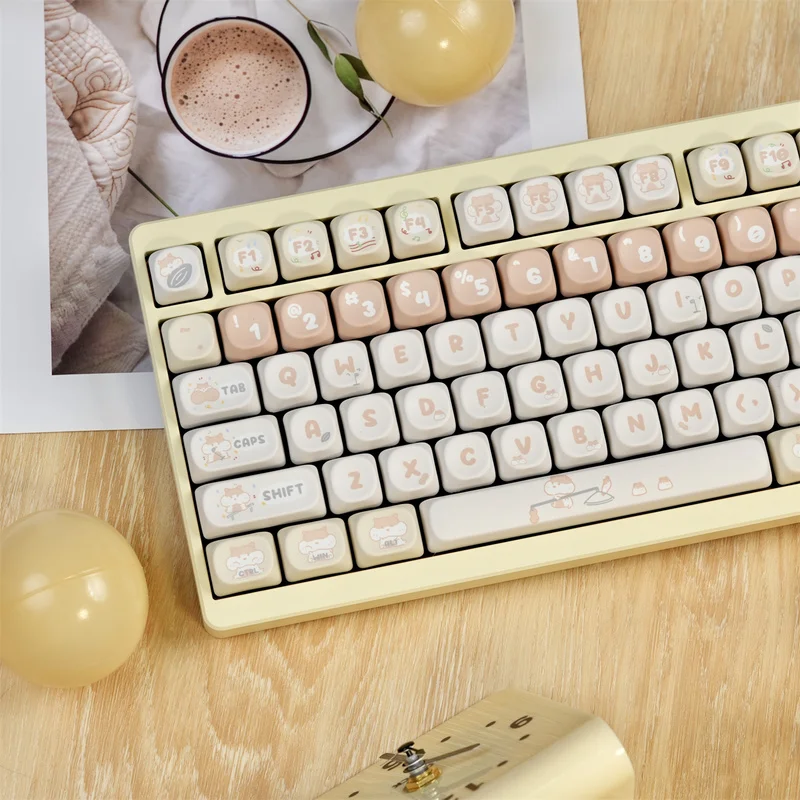 Cute Hamster PBT Keycaps Set,132 Keys MOA Profile Custom Double Shot GMK Keycaps For MX Mechanical Keyboards 60% 75% 80% 100%