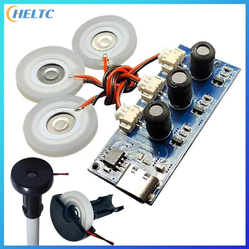 1*Circuit Board DC 5V Single Module Three Spray Electrified Direct Spray No Switch Ultrasonic Atomizer Humidifier Module Type C