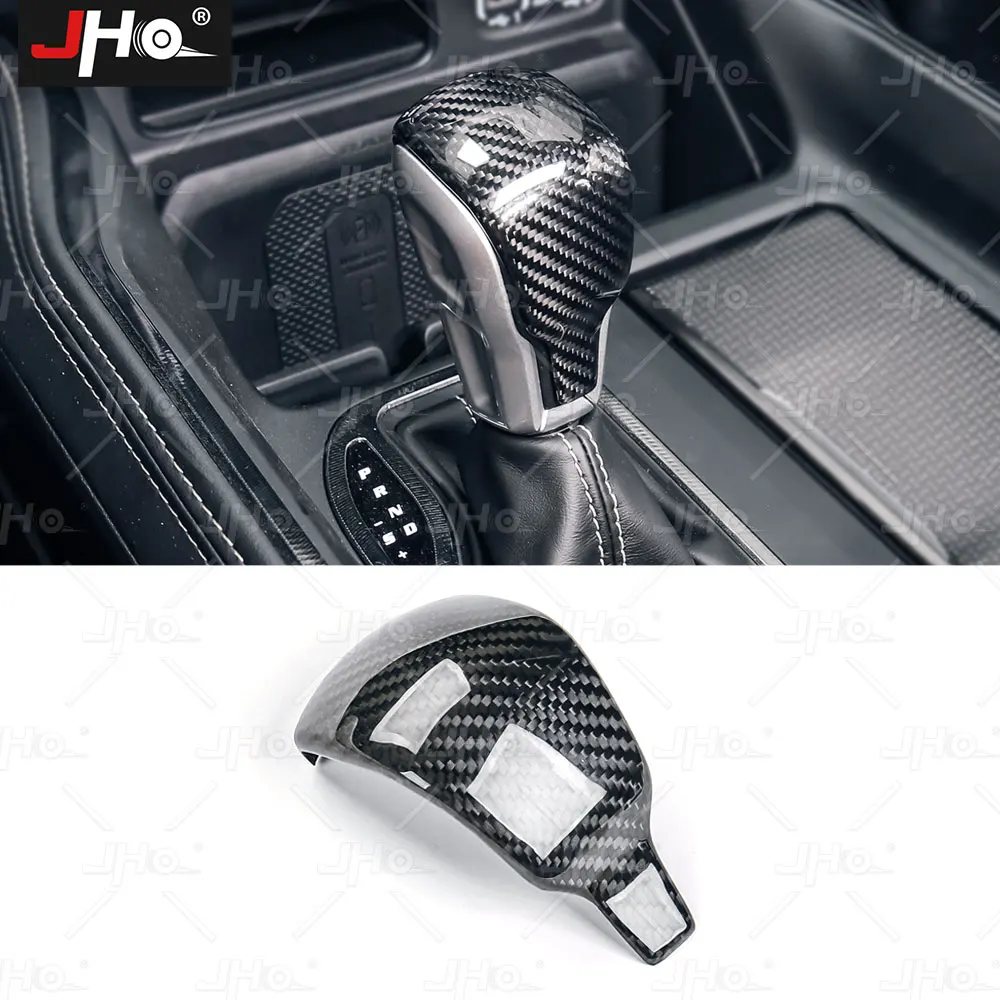 JHO Real Carbon Fiber Gear Shift Knob Shifter Lever Head Cover Decorate Fit for Ram 1500 TRX 2022 2023 Interior Accessories