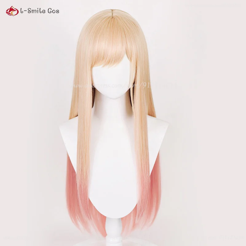 Anime Marin Kitagawa Cosplay Wig Golden Pink Gradient Long Wigs Kitagawa Marin Cosplay Earrings Heat Resistant Synthetic Hair