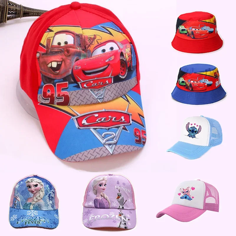 Adornos para el cabello de Disney con los personajes Stitch, McQueen y Frozen, accesorios de ropa, gorra de béisbol para actividades al aire libre, ideal para viajes de verano, sombrero para niños para actividades al aire libre, regalo.