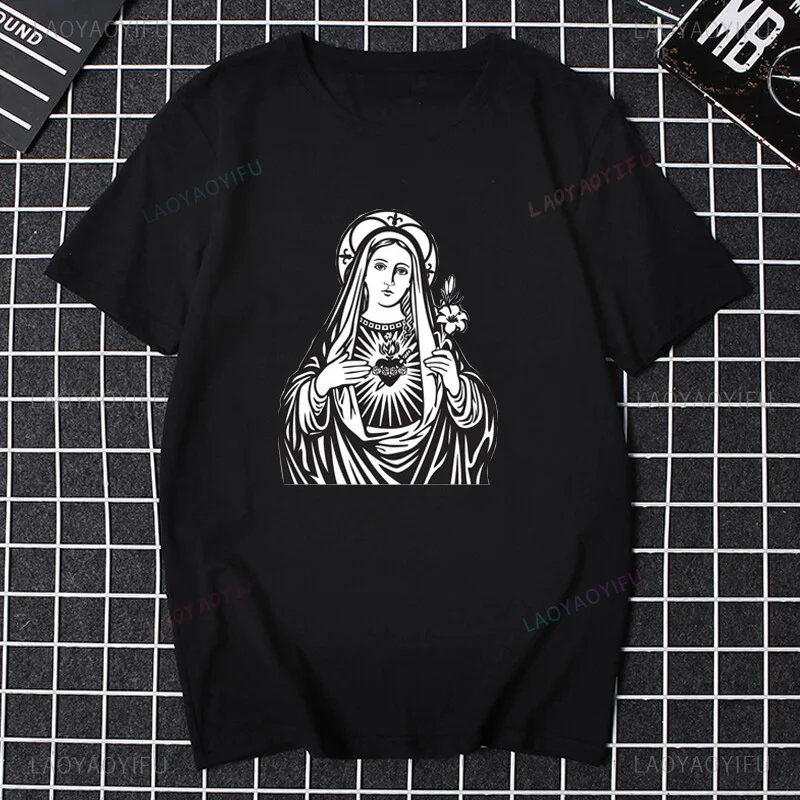 Our Lady of Guadalupe Virgin Mary The Madonna Religious Graphic Tshirt Summer Men Women Short Sleeve O-Neck Streetwear Tops