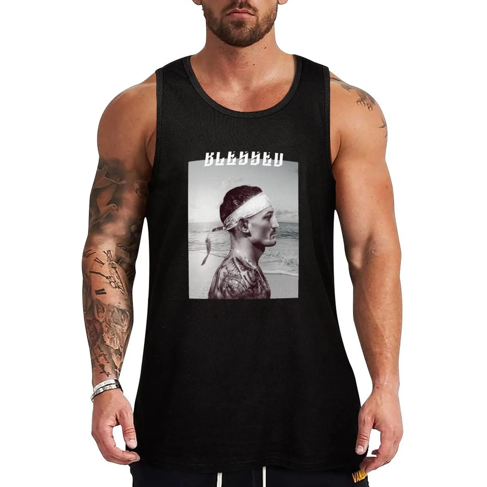 Max Holloway Blessed Tank Top Athletic Sleeveless Shirt Gym Workout Quick Dry Tank Top