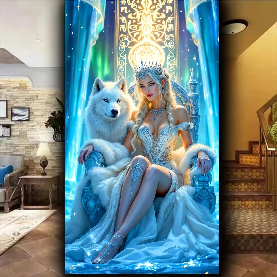 Fantasy Snow Queen Wolf Diy Diamond Painting 5D Diamond Art Full Diamond Mosaic Jewelry Cross Stitch Cartoon For Home Decor