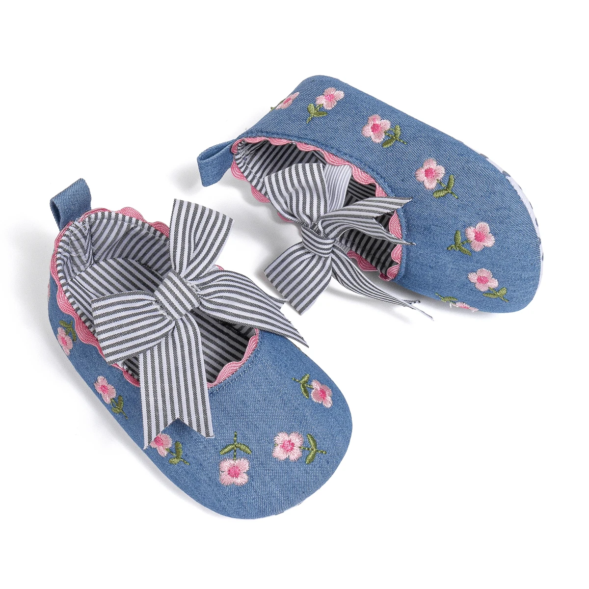 New Flower Embroidery Ballet Baby Girl Shoes Bow Bow Soft Bottom Non-slip Princess Shoes First Toddler Infant Shoes